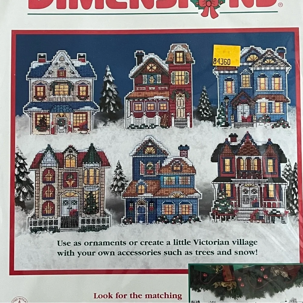 NWT Dimensions Victorian House Counted Cross Stitch Ornaments (Set of 6) - Picture 6 of 10